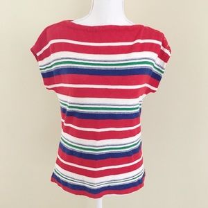 LAUREN RALPH LAUREN Striped Sweater-Cott/Linen-Med